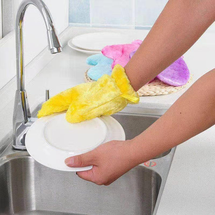 2372 Fiber Reusable Multipurpose Dishwashing Gloves Household Kitchen ( 1 pc ) - Your Brand