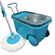 1160 Heavy Duty Microfiber Spin Mop with Plastic Bucket (Multicolour) - Your Brand