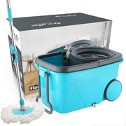 1160 Heavy Duty Microfiber Spin Mop with Plastic Bucket (Multicolour) - Your Brand