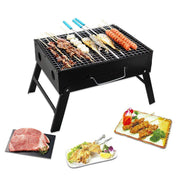 0126 Folding Barbeque Charcoal Grill Oven (Black, Carbon Steel) - Your Brand