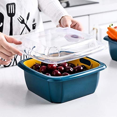 2355 Double Layer Food Drainer Washing Basket with Collapsible Strainers Colander - Your Brand