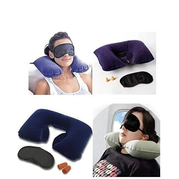 0505 -3-in-1 Air Travel Kit with Pillow, Ear Buds & Eye Mask - Your Brand