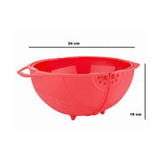 2145 Plastic Revolving Multi Functional Rice, Vegetable Fruit Wash Basket Bowl (Multi Colour) - Your Brand