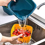 2355 Double Layer Food Drainer Washing Basket with Collapsible Strainers Colander - Your Brand