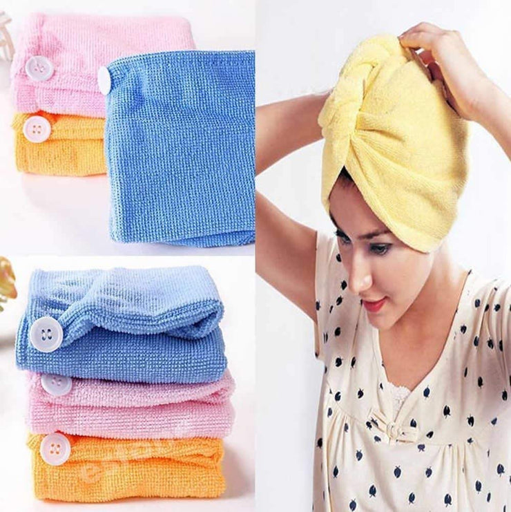 1408 Quick Turban Hair-Drying Absorbent Microfiber Towel/Dry Shower Caps (1 Pc) - Your Brand