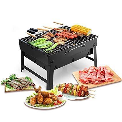 0126 Folding Barbeque Charcoal Grill Oven (Black, Carbon Steel) - Your Brand