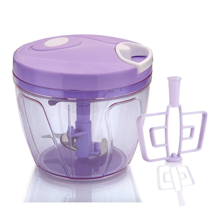 2180 Manual 2in1 Handy 1 Litre Plastic Dori Chopper, Cutter with SS Blades and Whisker Blade (1000 ml) - Your Brand