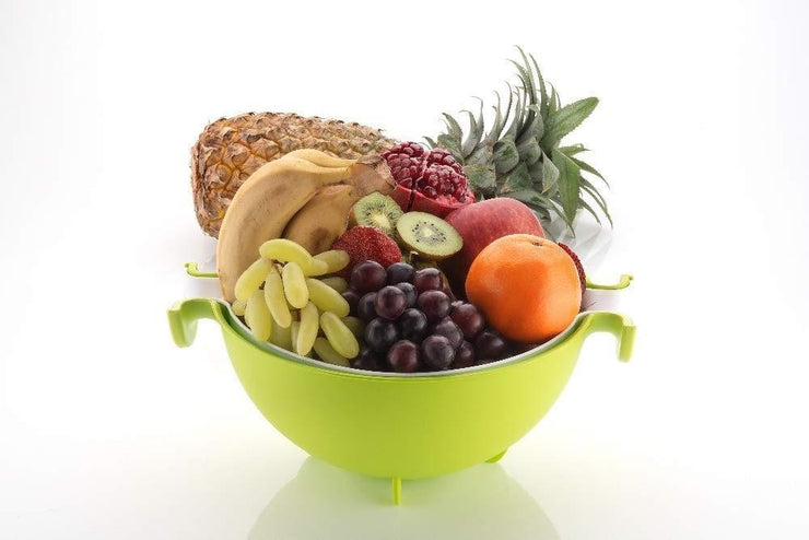 0728 Multifunctional Washing Fruits & Vegetables Basket Strainer and Detachable Drain Basket Bowl - Your Brand